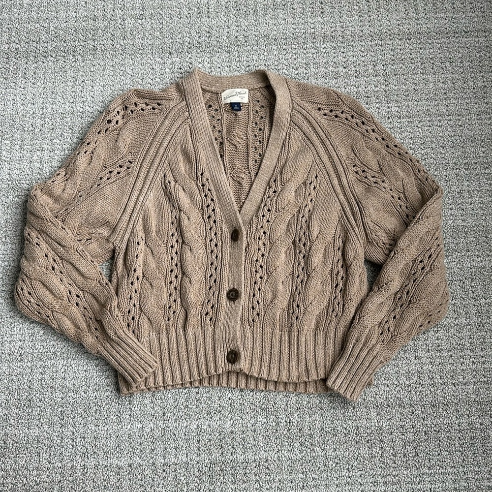 Universal Thread Brown Button Cropped Cardigan